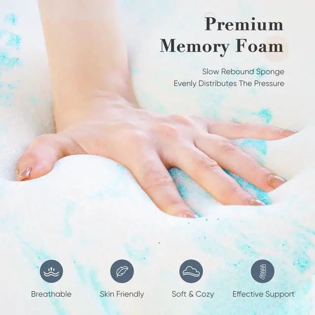 Alt view image 4 of 7 - Mattress Toppers Memory Foam King Size, 3 Inch Thick Bed Topper Pad Cooling Gel Infused Soft Comfy Padding Breathable for Sleeper Sofa Couch RV Camper, CertiPUR-US Certified, Blue