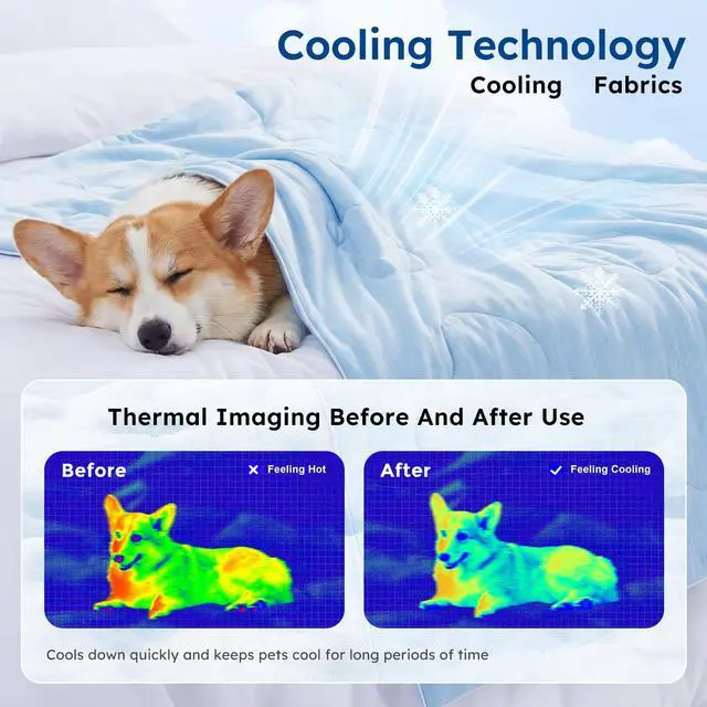 Alt view image 3 of 7 - Cooling Blanket for Large Dogs - Washable Dog Cooling Mat for Hot Weather, Travel Soft Pet Summer Essentials, Grey, 40"x50"