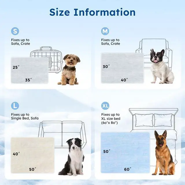 Alt view image 6 of 7 - Cooling Blanket for Large Dogs - Washable Dog Cooling Mat for Hot Weather, Travel Soft Pet Summer Essentials, Grey, 40"x50"