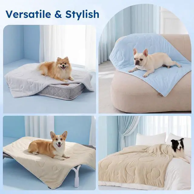 Alt view image 7 of 7 - Cooling Blanket for Large Dogs - Washable Dog Cooling Mat for Hot Weather, Travel Soft Pet Summer Essentials, Grey, 40"x50"