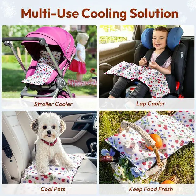Alt view image 5 of 7 - Car Seat Cooling Pad, Insulated Cushion with Ice Pack for Stroller Car