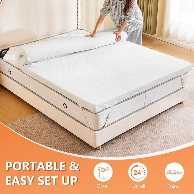 Alt view image 3 of 7 - Full Mattress Topper, Memory Foam 3 Inch, Cooling Pad