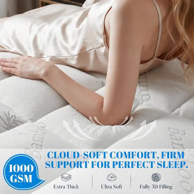 Alt view image 3 of 7 - 100% Waterproof King Size Mattress Topper, Viscose Made from Bamboo Pillow Top Mattress Protector for Back Pain Relief, Breathable Cooling Mattress Pad for Hot Sleeper, 8-21 Inch Deep Pocket