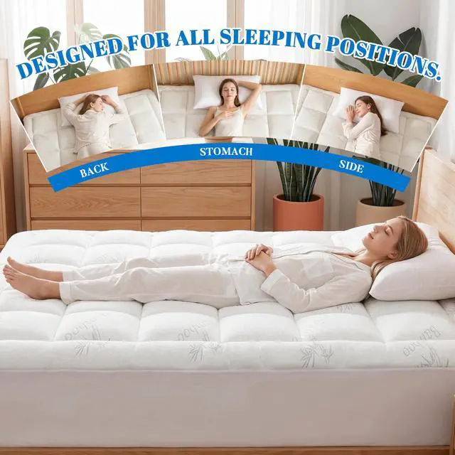 Alt view image 6 of 7 - 100% Waterproof King Size Mattress Topper, Viscose Made from Bamboo Pillow Top Mattress Protector for Back Pain Relief, Breathable Cooling Mattress Pad for Hot Sleeper, 8-21 Inch Deep Pocket