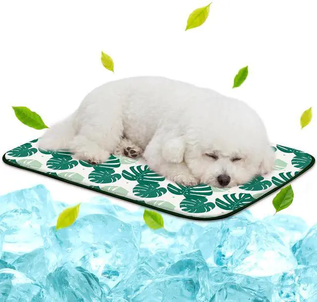 Main image of Pet Cooling Mat Q-Max>0.345 Fabric for Dogs & Cats (Green Leaf, Medium)