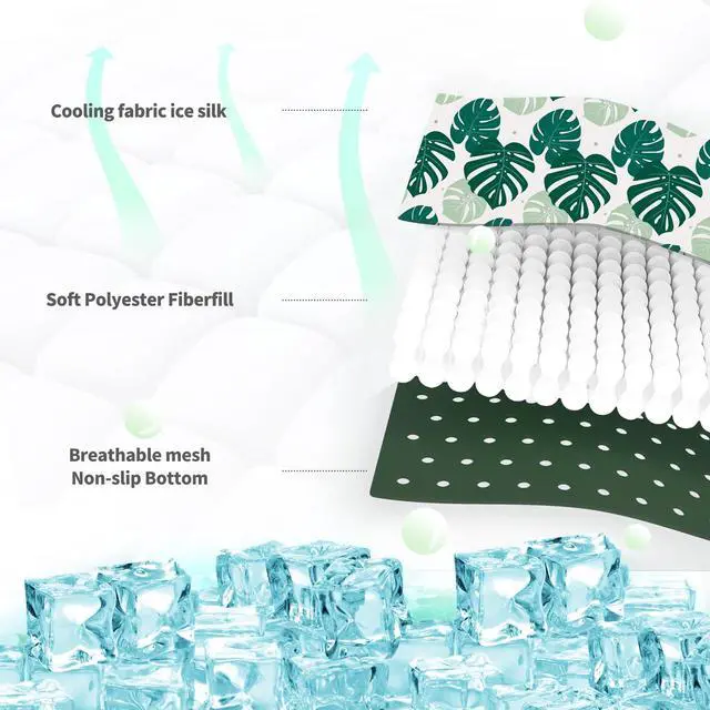 Alt view image 2 of 7 - Pet Cooling Mat Q-Max>0.345 Fabric for Dogs & Cats (Green Leaf, Medium)