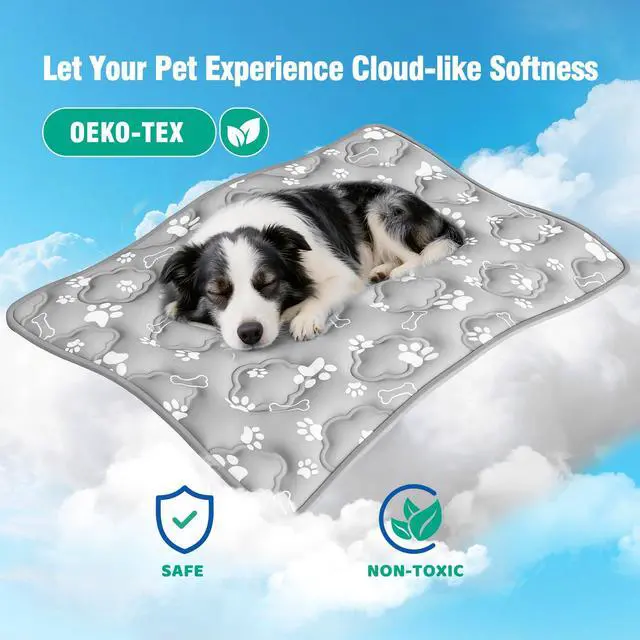 Alt view image 4 of 7 - Dog Cooling Mat for Extra Large Dogs, Cool Dog Bed Mat for Indoor & Outdoor, Q-Max>0.5, Machine Washable Non-Toxic Pet Self Cooling Pad for Kennel, Crate, Car - XXL(48" x 30") - Grey