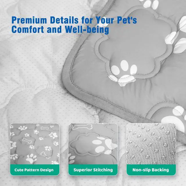 Alt view image 5 of 7 - Dog Cooling Mat for Extra Large Dogs, Cool Dog Bed Mat for Indoor & Outdoor, Q-Max>0.5, Machine Washable Non-Toxic Pet Self Cooling Pad for Kennel, Crate, Car - XXL(48" x 30") - Grey