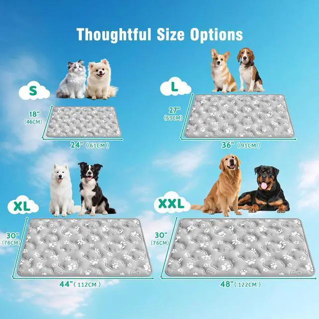 Alt view image 7 of 7 - Dog Cooling Mat for Extra Large Dogs, Cool Dog Bed Mat for Indoor & Outdoor, Q-Max>0.5, Machine Washable Non-Toxic Pet Self Cooling Pad for Kennel, Crate, Car - XXL(48" x 30") - Grey