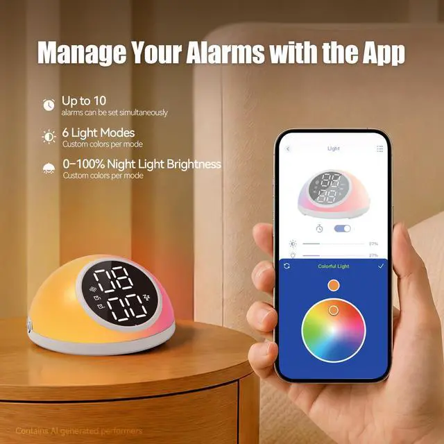 Alt view image 2 of 7 - Alarm Clocks for Bedrooms, Digital Alarm Clock with Dual Alarms, White Noise Machine, 12/24H, Night Light, Snooze, Auto-Off Timer, Adjustable Brightness, White