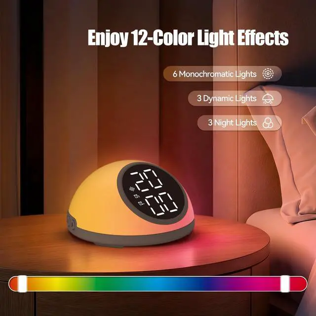 Alt view image 3 of 7 - Alarm Clocks for Bedrooms, Digital Alarm Clock with Dual Alarms, White Noise Machine, 12/24H, Night Light, Snooze, Auto-Off Timer, Adjustable Brightness, White