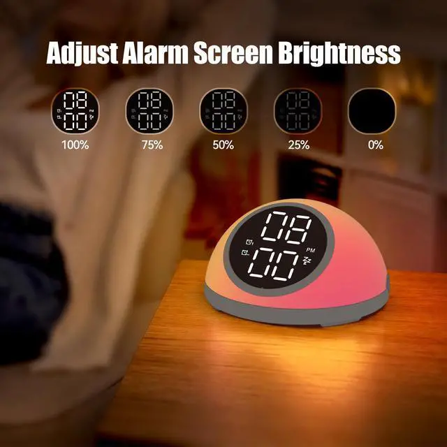 Alt view image 5 of 7 - Alarm Clocks for Bedrooms, Digital Alarm Clock with Dual Alarms, White Noise Machine, 12/24H, Night Light, Snooze, Auto-Off Timer, Adjustable Brightness, White