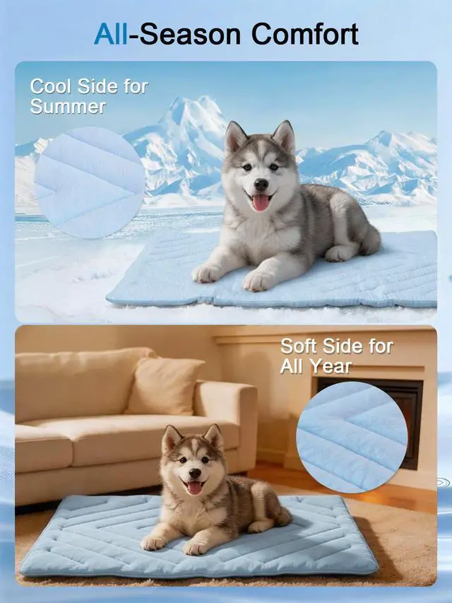 Alt view image 4 of 7 - Dog Cooling Mat Self Coolings Foldable Cooling Pad for Dog in Summer Coolings Mat for Dogs and Cats Machine Washable (Rectangle,Blue, Large-48 L x 28" W)