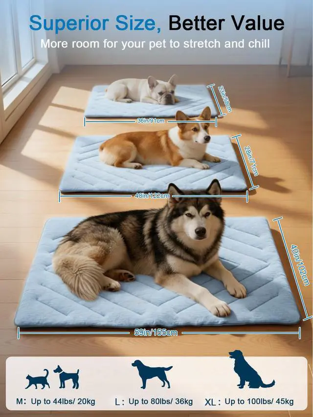 Alt view image 7 of 7 - Dog Cooling Mat Self Coolings Foldable Cooling Pad for Dog in Summer Coolings Mat for Dogs and Cats Machine Washable (Rectangle,Blue, Large-48 L x 28" W)