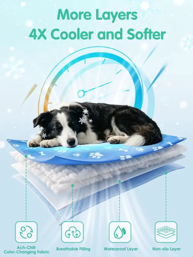 Alt view image 3 of 7 - 44" x 32" Dog Cooling Mat for Large Dogs, Arc-Chill Pet Cooling Mat