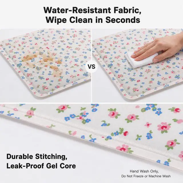 Alt view image 5 of 7 - Cooling Gel Pad with Soft Fleece Back, Reversible Summer Cooling Cushion for Office Chair, Car Seat, Bed, Couch, No Freeze Needed, Washable Cover, Dual-Sided Use, 30x40cm Cute Floral
