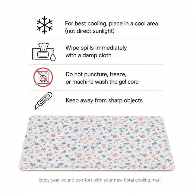 Alt view image 7 of 7 - Cooling Gel Pad with Soft Fleece Back, Reversible Summer Cooling Cushion for Office Chair, Car Seat, Bed, Couch, No Freeze Needed, Washable Cover, Dual-Sided Use, 30x40cm Cute Floral
