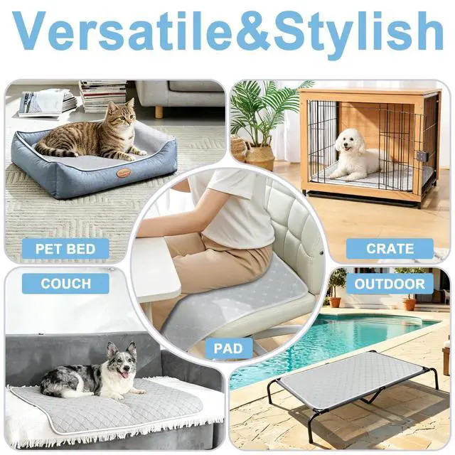 Alt view image 6 of 7 - Cooling Mat for Dogs Cats,Pet Dog Cooling Mat Blanket for Dogs,36x24, Grey