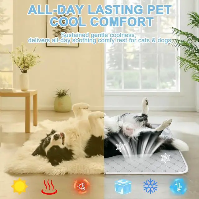 Alt view image 7 of 7 - Cooling Mat for Dogs Cats,Pet Dog Cooling Mat Blanket for Dogs,36x24, Grey