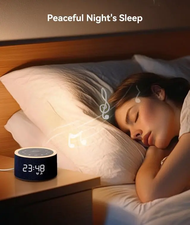 Alt view image 4 of 7 - D1+ Sound Machine Alarm Clock, 29 Soothing Sounds with Night Light