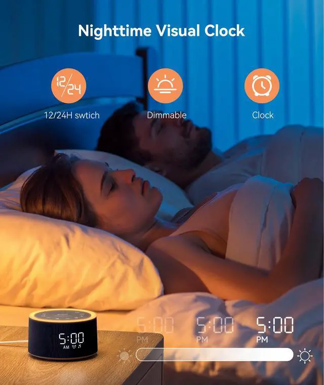 Alt view image 6 of 7 - D1+ Sound Machine Alarm Clock, 29 Soothing Sounds with Night Light
