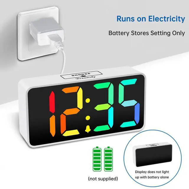 Alt view image 2 of 7 - Small Digital Alarm Clock for Bedroom, RGB Desk Clock for Kid Girl