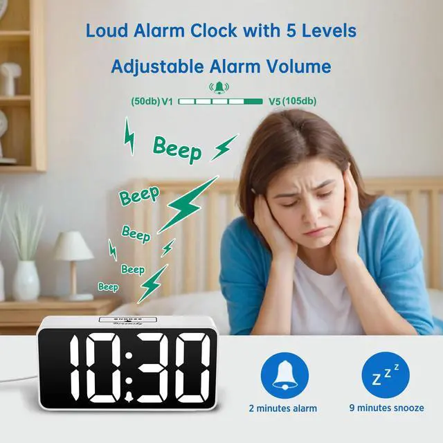 Alt view image 4 of 7 - Small Digital Alarm Clock for Bedroom, RGB Desk Clock for Kid Girl