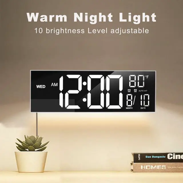 Alt view image 7 of 7 - 16" Large Digital Wall Mount Clock, Count Down Timer, Alarm, Big LED, 8 RGB Color, DST, Temperature for Living Room Classroom Desk, Xmas, Birthday Gift for Senior Mom Dad (White Shell, 16 inches)