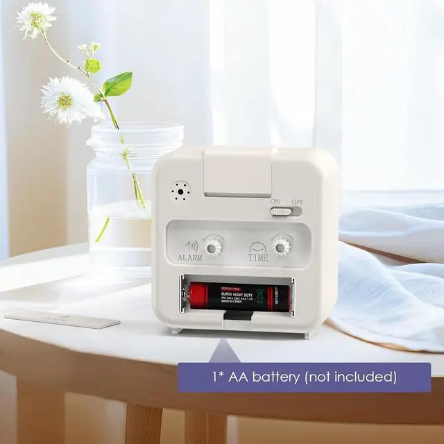 Alt view image 5 of 7 - Analog Alarm Clocks, Non Ticking Table Clock with Luminous Hand & Large Display, Battery Powered Silent Bedside Alarm Clock with Night Light Function & Snooze, for Bedroom, Office (White)