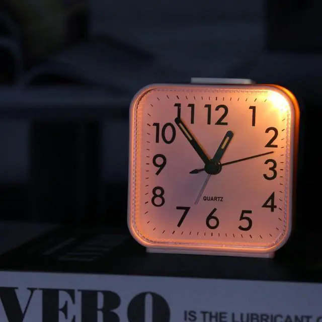 Alt view image 7 of 7 - Analog Alarm Clocks, Non Ticking Table Clock with Luminous Hand & Large Display, Battery Powered Silent Bedside Alarm Clock with Night Light Function & Snooze, for Bedroom, Office (White)