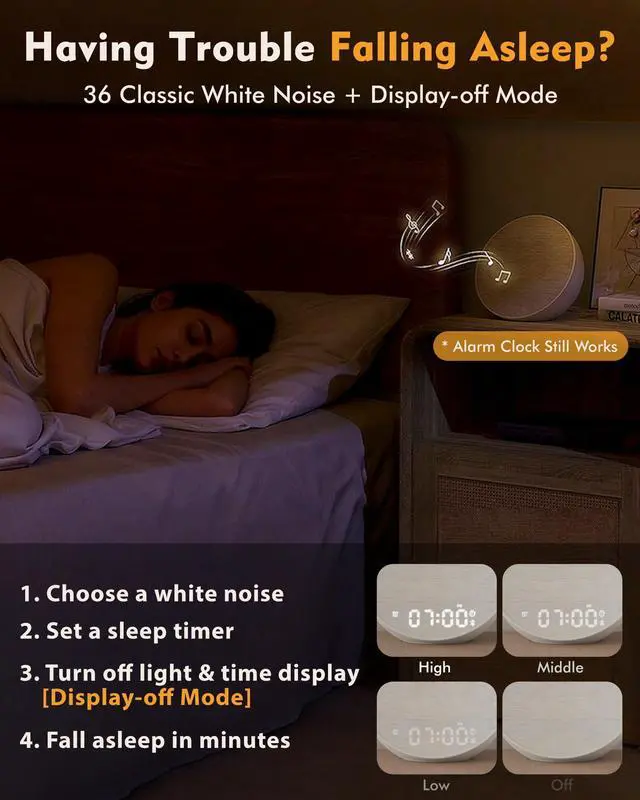 Alt view image 4 of 7 - Sunrise Alarm Clock with Sound Machine, Bluetooth Speaker, Remote, Putty
