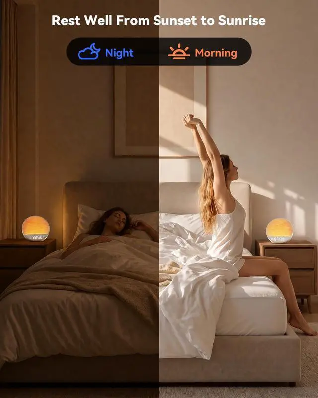Alt view image 7 of 7 - Sunrise Alarm Clock with Sound Machine, Bluetooth Speaker, Remote, Putty