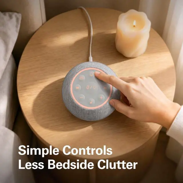 Alt view image 7 of 7 - Sound Machine Alarm Clock for Bedroom, White Noise Machine Soothing Sounds for Sleep, Gentle Alarms for Wake Up, Dimmable Clock Display, Ambient Night Light, Plug in Bedside for Sleeping Adults