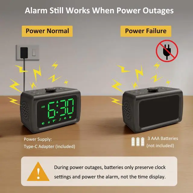 Alt view image 4 of 7 - 115dB Super Loud Alarm Clock for Heavy Sleepers Adults Teens