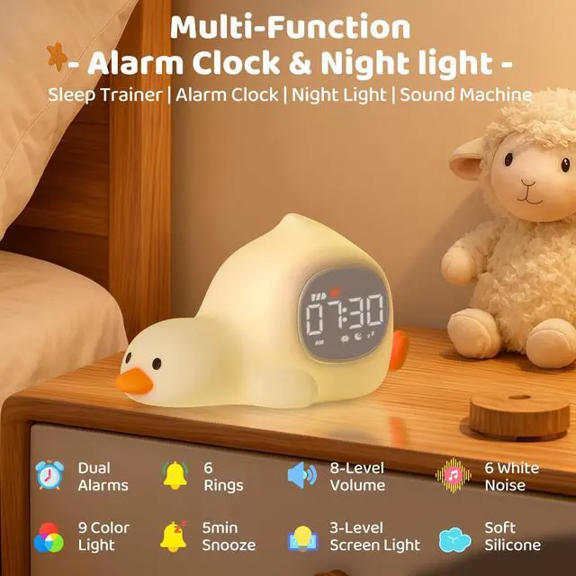 Alt view image 2 of 7 - Duck Kids Alarm Clock with Night Light, OK to Wake Clock for Toddler