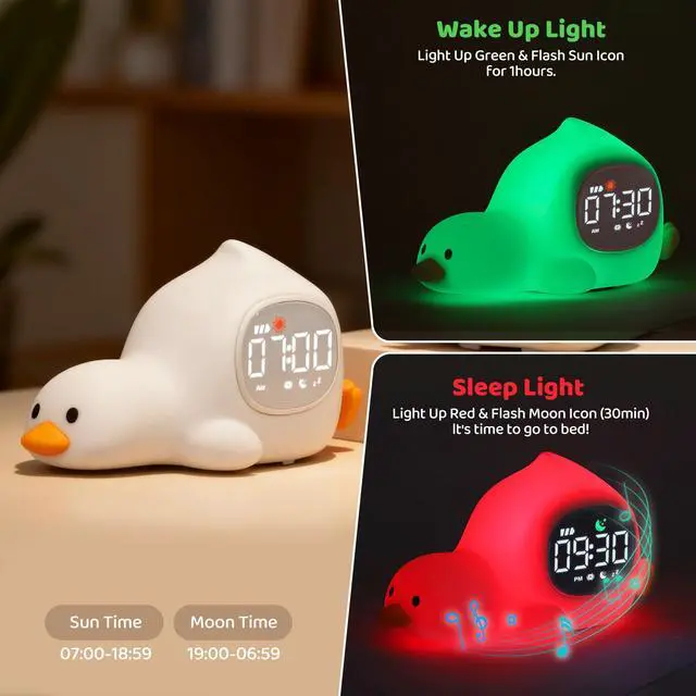 Alt view image 3 of 7 - Duck Kids Alarm Clock with Night Light, OK to Wake Clock for Toddler