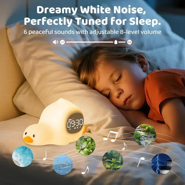 Alt view image 4 of 7 - Duck Kids Alarm Clock with Night Light, OK to Wake Clock for Toddler