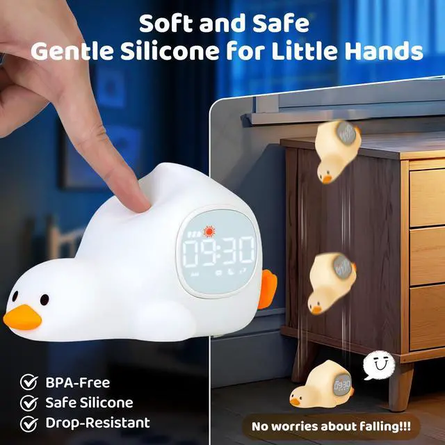 Alt view image 7 of 7 - Duck Kids Alarm Clock with Night Light, OK to Wake Clock for Toddler