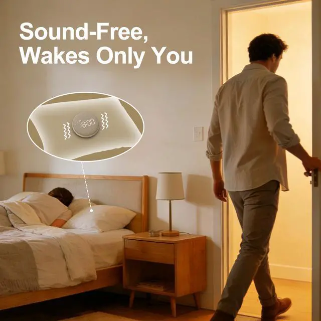 Alt view image 3 of 7 - Travel Vibrating Alarm Clock for Heavy Sleepers, Dual Alarm