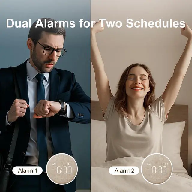 Alt view image 5 of 7 - Travel Vibrating Alarm Clock for Heavy Sleepers, Dual Alarm