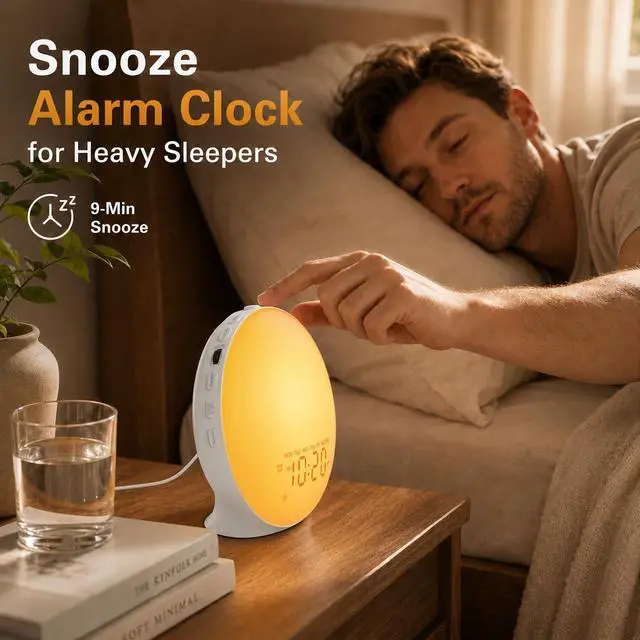 Alt view image 5 of 7 - Sunrise Alarm Clock White Noise Machine with 25 Nature Sleep Sounds, Fully Dimmable Clock for Bedrooms, Heavy Sleepers, 17 Light Modes, Bluetooth Speaker