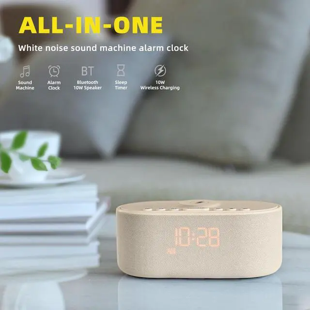 Alt view image 2 of 7 - Sound Machine Alarm Clock for Bedrooms with Wireless Charging