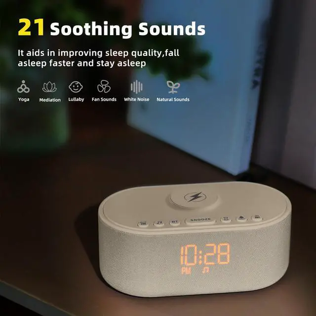 Alt view image 4 of 7 - Sound Machine Alarm Clock for Bedrooms with Wireless Charging