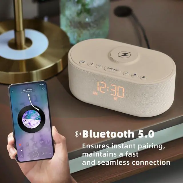 Alt view image 6 of 7 - Sound Machine Alarm Clock for Bedrooms with Wireless Charging