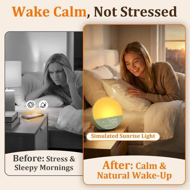 Alt view image 2 of 7 - Sunrise Alarm Clock with Sound Machine, Gentle Wake Up Light for Bedroom