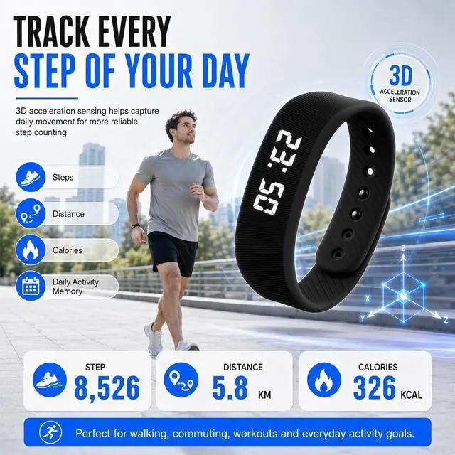 Alt view image 4 of 7 - Vibrating Alarm Wristband Clock Smart Watch Bracelets for Mens Digital Heavy Sleepers Fit Wrist Womens Tracker Vibro Vibration Silent Small Distance Teens Shock Despertador Band Alert