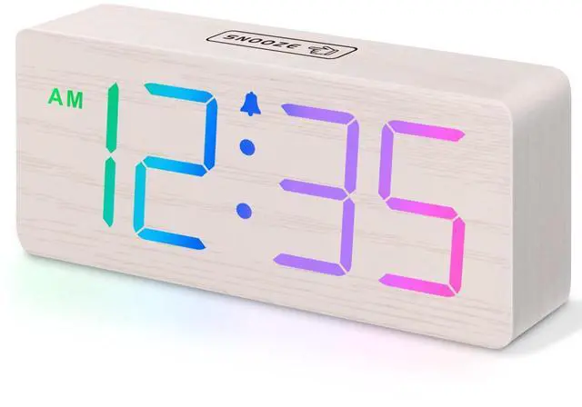 Main image of Wooden Digital Alarm Clock for Bedroom, Living Room Desk