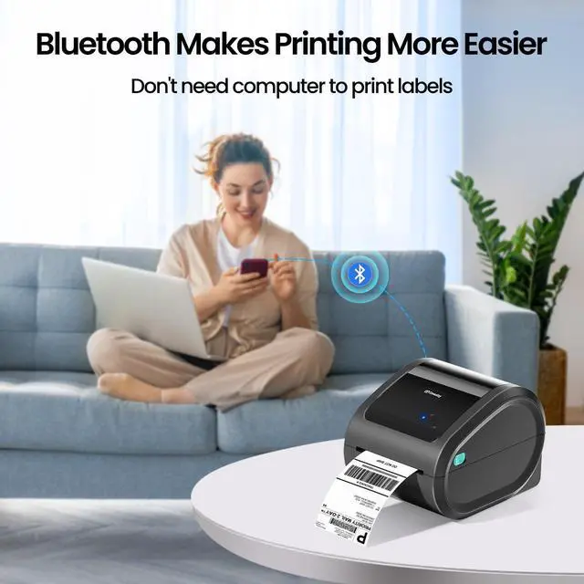 Alt view image 3 of 7 - Bluetooth Shipping Label Printer with Built-in Label Bin