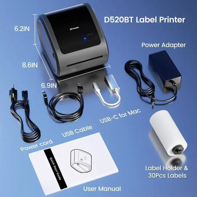 Alt view image 7 of 7 - Bluetooth Shipping Label Printer with Built-in Label Bin