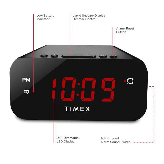 Alt view image 5 of 6 - Alarm Clock with Large Display, Digital Alarm Clock for Bedroom Includes 120V Universal Power Adapter (T121B - Black)